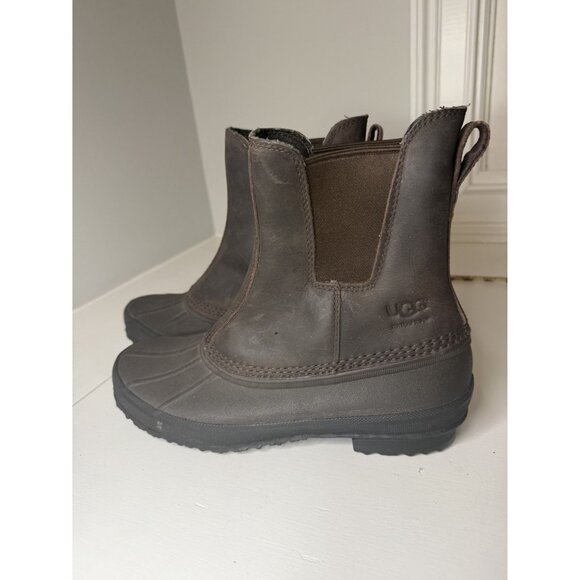 NEW Ugg Romosa Chelsea Leather Waterproof Rain Boots Men's Sz 8 Brown [jb] - Picture 3 of 9